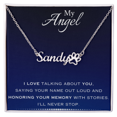 EVELYN HARPER™ MY ANGEL PAW PRINT NAME NECKLACE