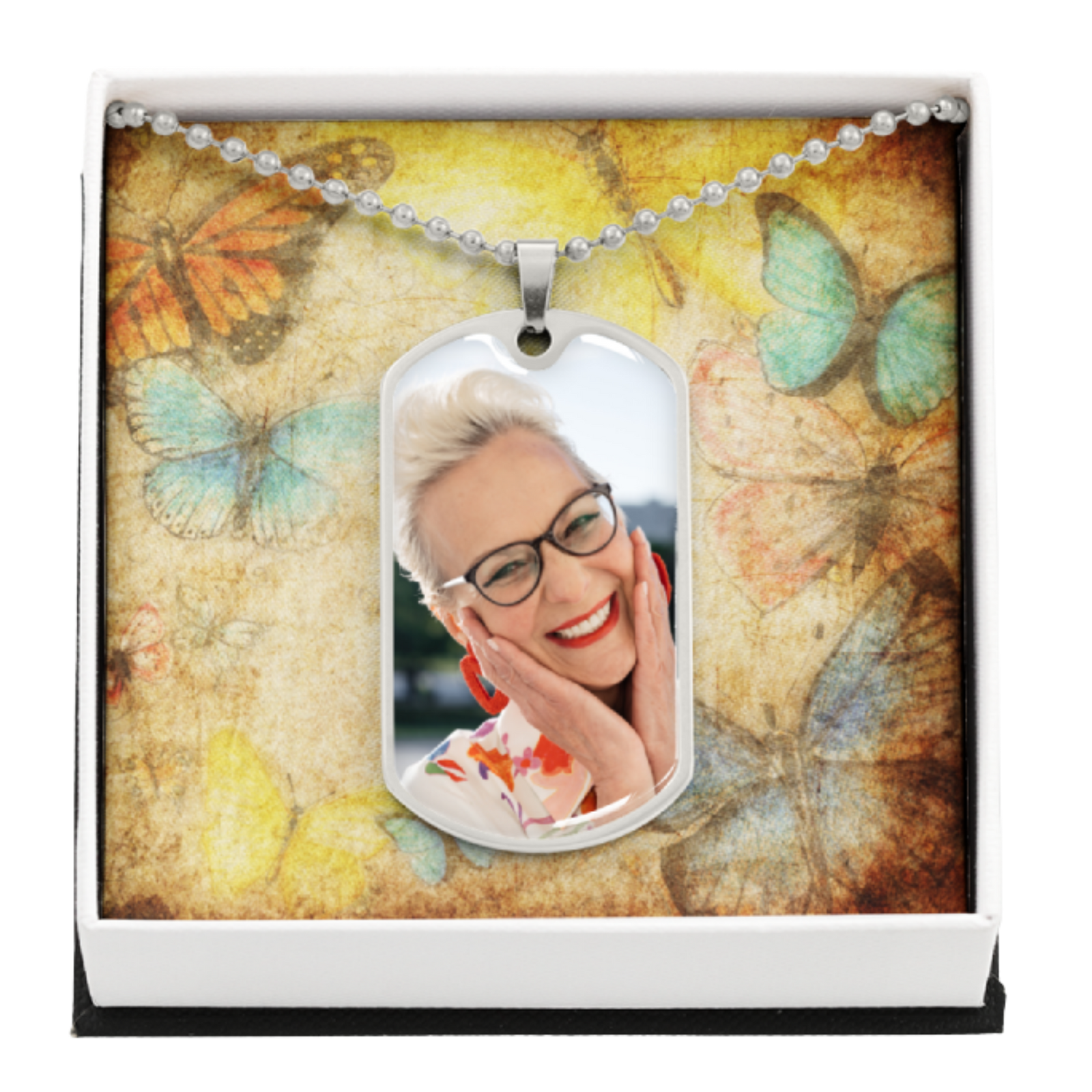 EVELYN HARPER™ MEMORIAL PHOTO DOG TAG NECKLACE