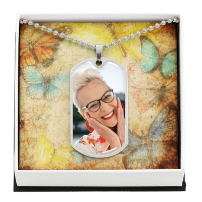 EVELYN HARPER™ MEMORIAL PHOTO DOG TAG NECKLACE