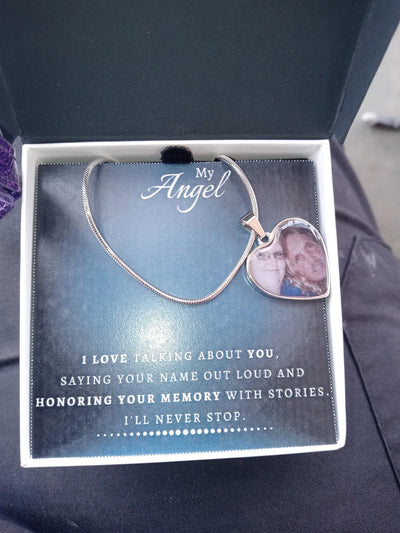 My Angel Memorial Photo Heart Necklace