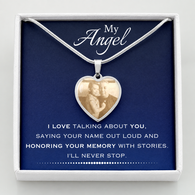 My Angel Memorial Photo Heart Necklace