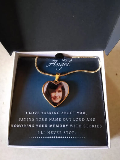 My Angel Memorial Photo Heart Necklace