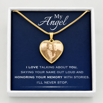 My Angel Memorial Photo Heart Necklace
