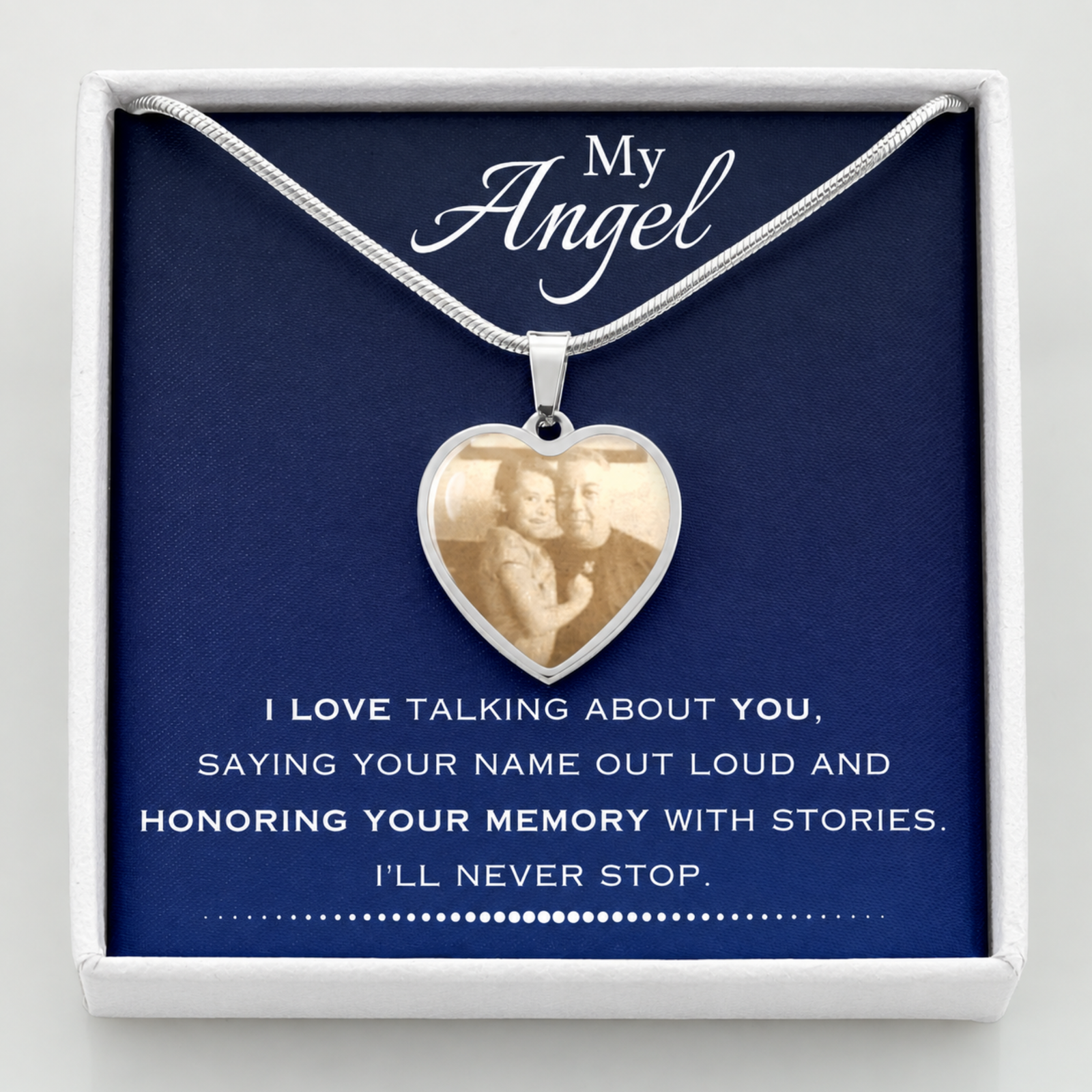 My Angel Memorial Photo Heart Necklace