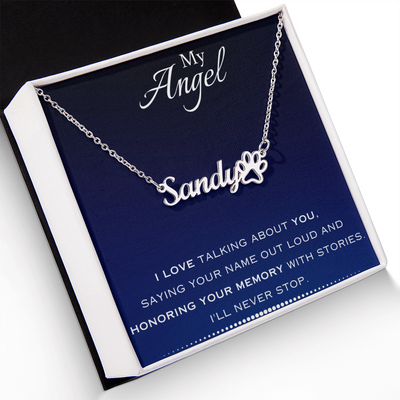 EVELYN HARPER™ MY ANGEL PAW PRINT NAME NECKLACE