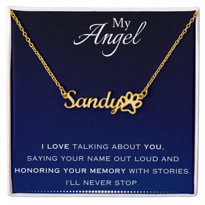 EVELYN HARPER™ MY ANGEL PAW PRINT NAME NECKLACE