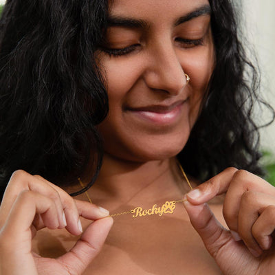 EVELYN HARPER™ MY ANGEL PAW PRINT NAME NECKLACE