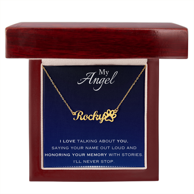 EVELYN HARPER™ MY ANGEL PAW PRINT NAME NECKLACE